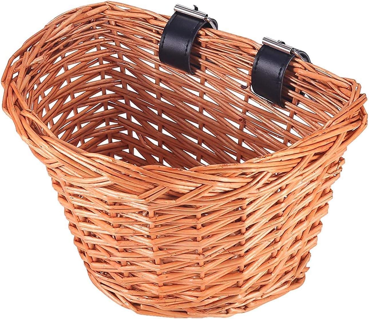 ONEVER Handlebar Bike Basket,Wicker Front Handlebar Bike Basket, Kids Bicycle Accessory