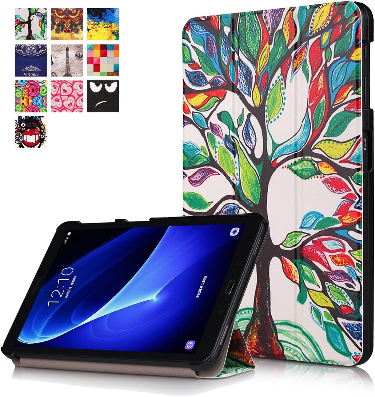 Asng Samsung Galaxy Tab A 10.1 Case, Slim Smart Cover Stand Folio Case for Galaxy Tab A 10.1 Inch 2016 Tablet (SM-T580 / SM-T585, No Pen Version) (Lucky Tree)