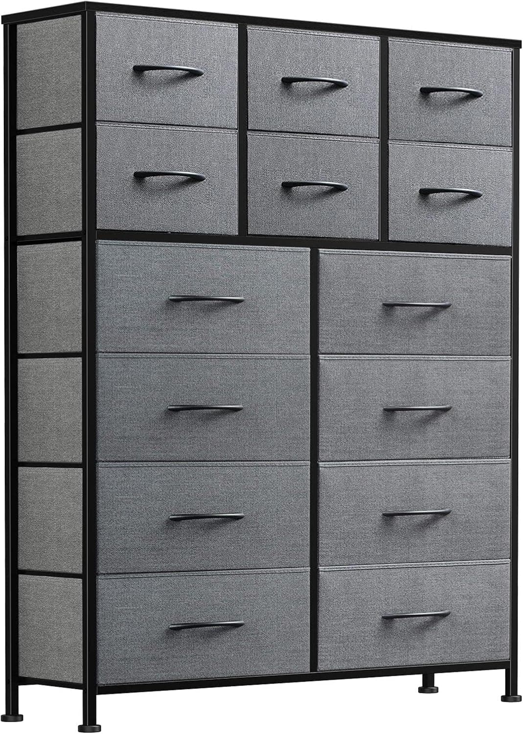 Bvewg 14-Drawer Tall Closet Dresser for Bedroom, Bedroom Storage Fabric Dressers & Chests of Drawers, Storage Drawer Dresser with Steel Frame Wood Top Easy Pull Handle