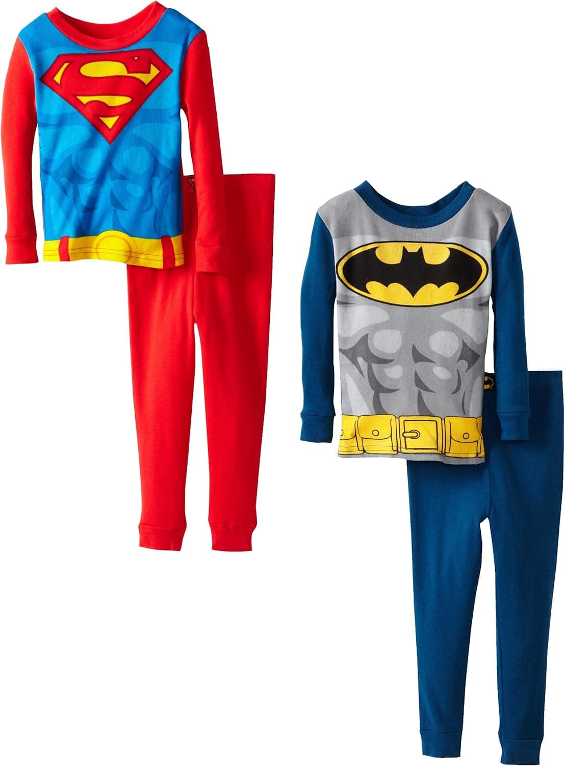 Komar Kids Little Boys' Superman Batman 4 Piece Pajama Set