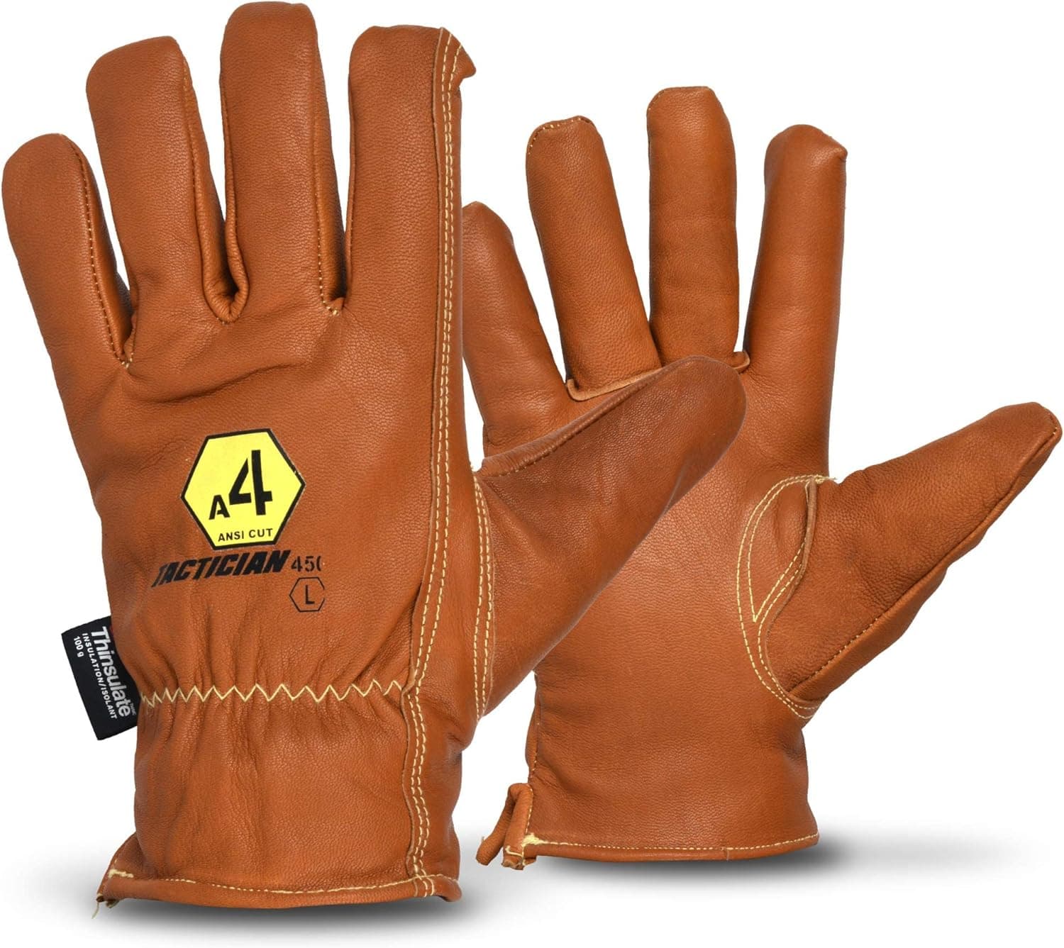 Construction Leather Work Gloves, Insulated, Goatskin, 100-gram Thinsulate