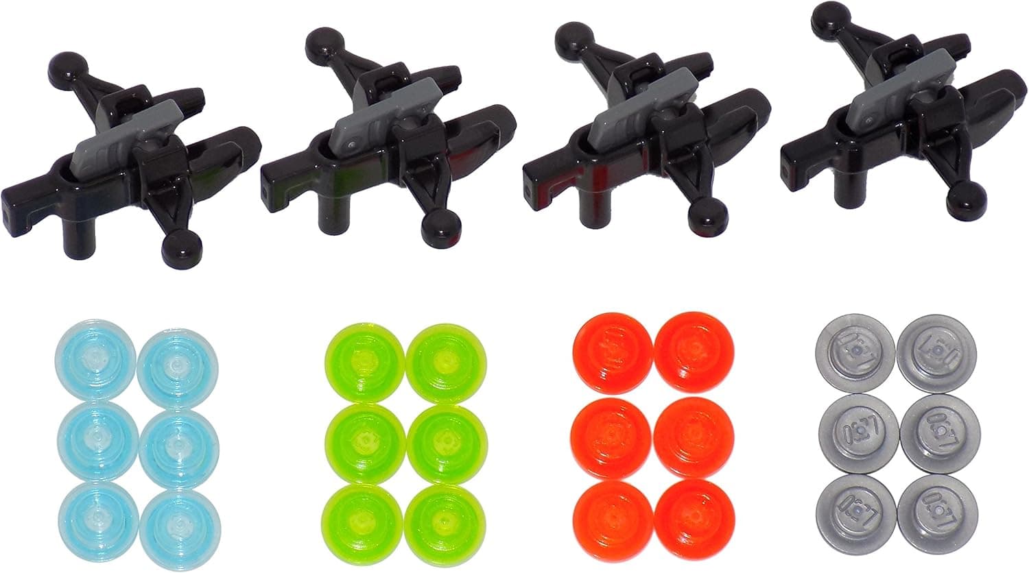 LEGO Parts and Pieces: Black Crossbow Stud Shooter with Ammo x4