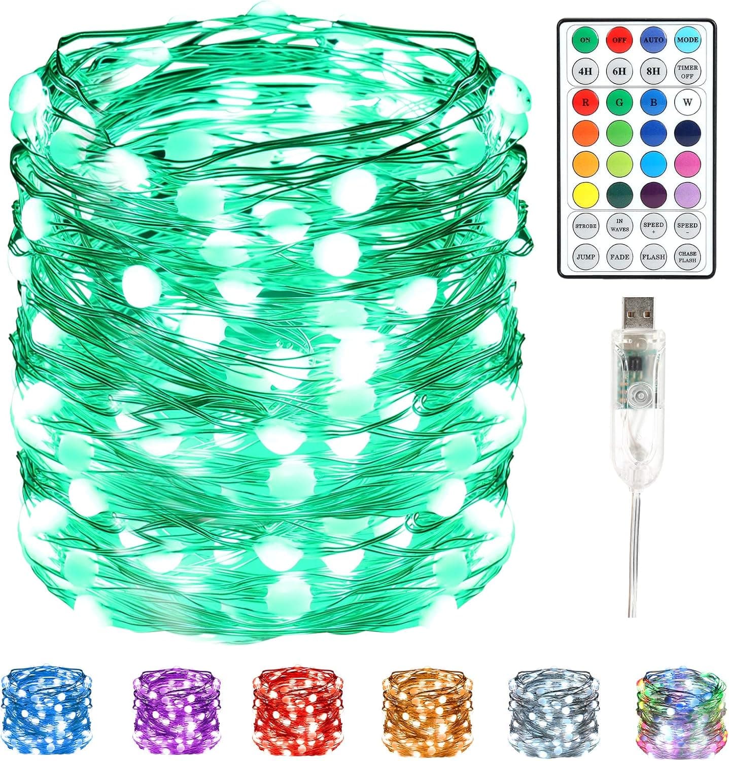Color Changing Fairy String Lights - 33Ft 100 LED Fairy Lights Plug in & Twinkle Lights with Timer Remote, USB Twinkling Colored Fairy Lights for Bedroom Indoor Christmas Wedding Party