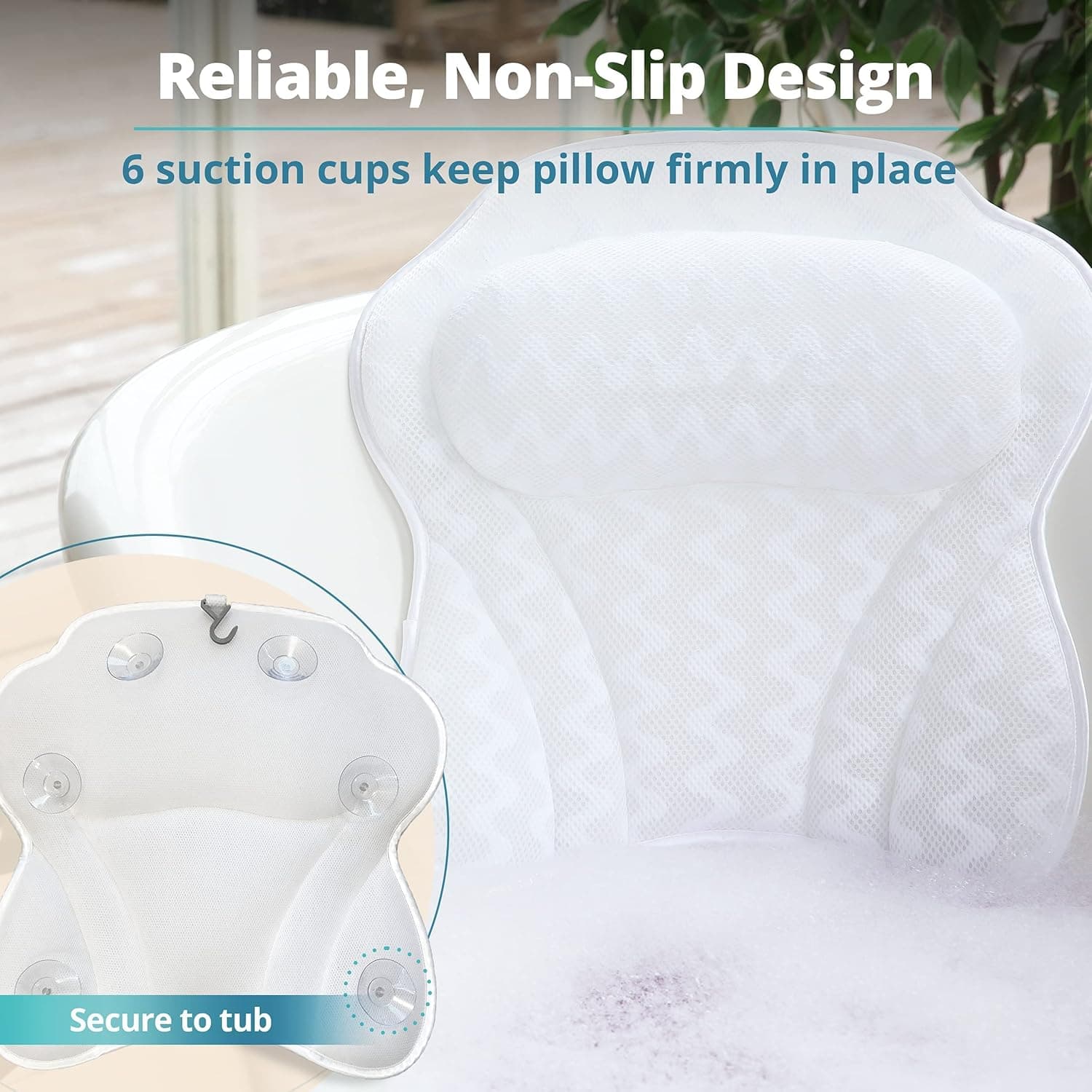 Bath Haven Bath Pillow Bathtub Pillow Back Neck Support Pillow, Spa Cushion for Tub, Relaxing Headrest Bath Pillow, Portable Washable Bathtub Accessories