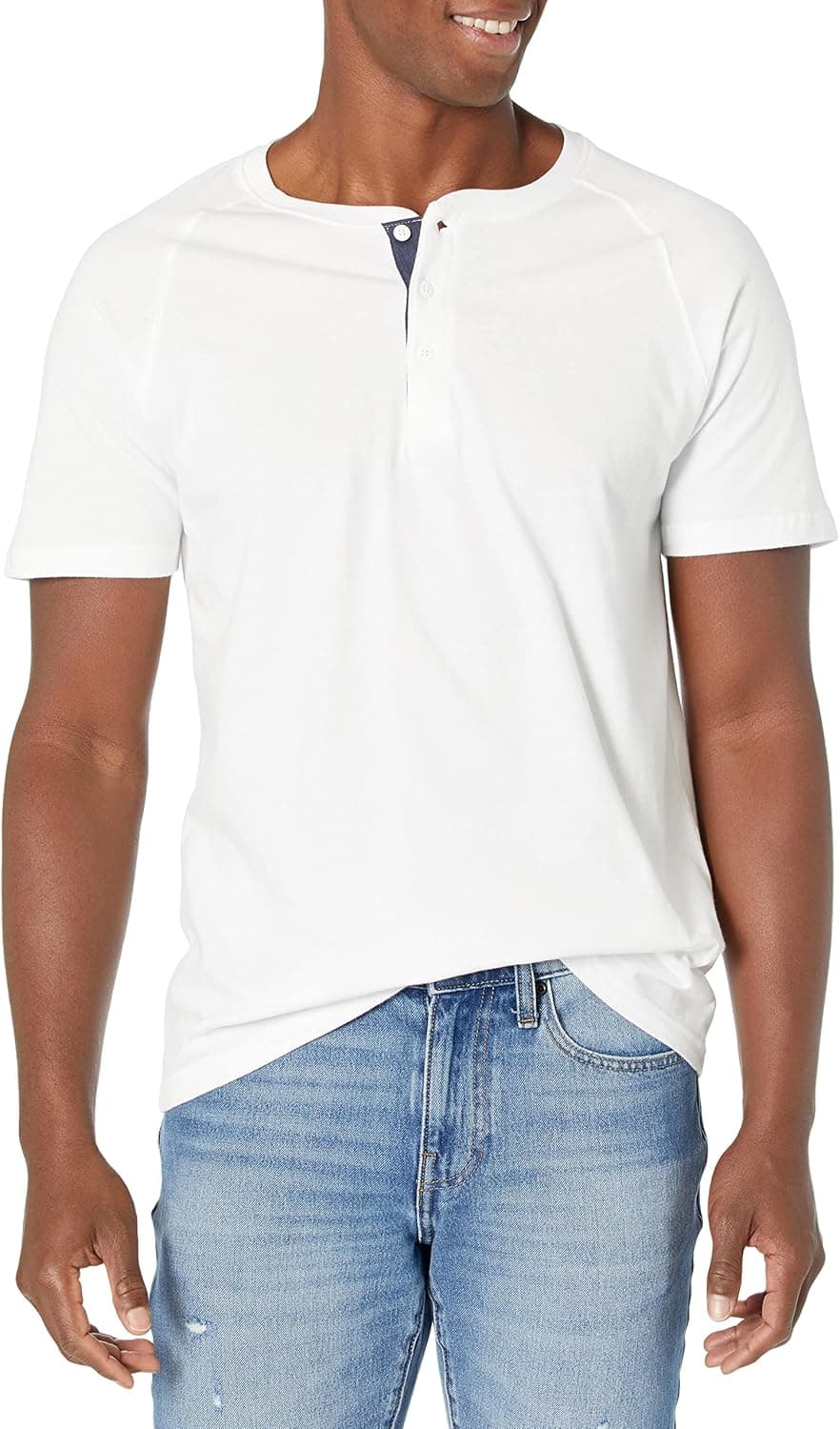 Goodthreads Men's Standard Short-Sleeve Sueded Jersey Henley, Bright White, XX-Large