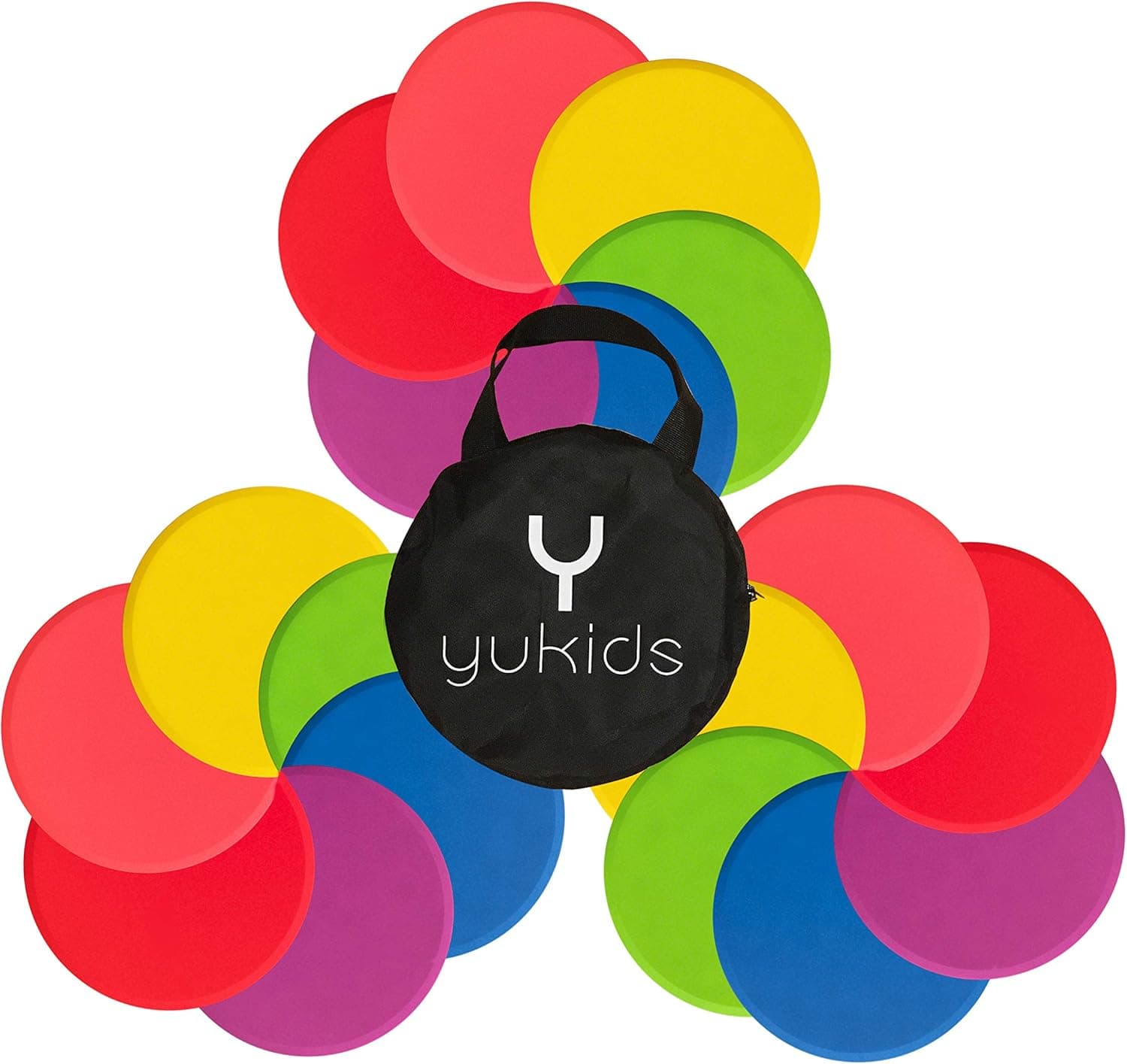 YUKIDS Poly Spot Markers - Non-Slip Rubber Agility Dots - Perfect for Sports (e.g. Soccer, Basketball) and Gym Training, Dance Class, PHYS Ed (PE) Equipment and Classroom Org