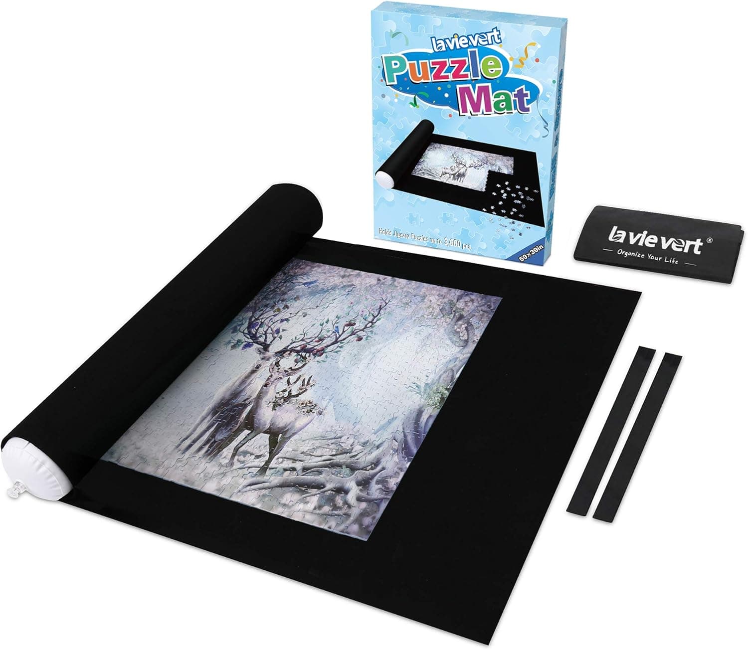 LAVIEVERT Jigsaw Puzzle Roll Mat Puzzle Storage Puzzle Saver for Up to 1,500 Pieces - Comes with A Double Drawstring Closure Design Bag
