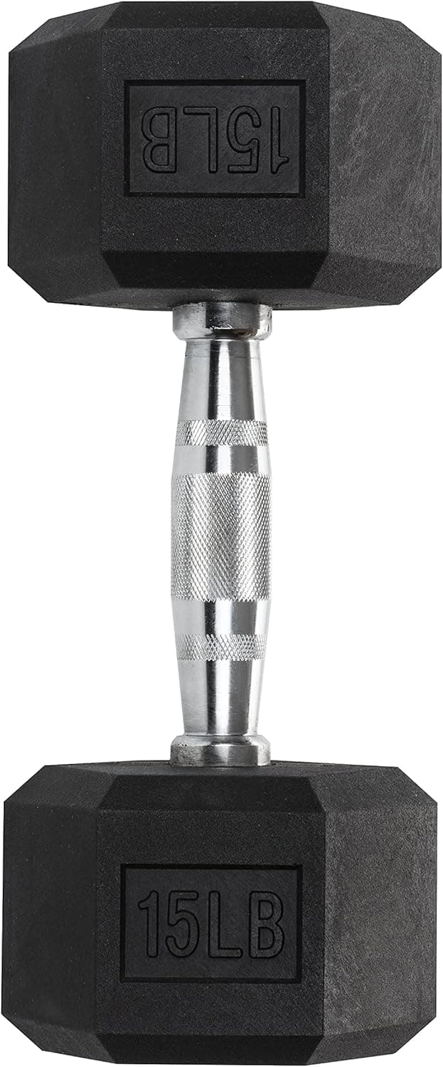 Iron Crush Hex Dumbbells - PVC Coated Weights, Chrome-Plated Knurled Handles, Fixed Hexagon Dumbbell - Workout, Exercise, Body Building Home Gym Training Gear - 3 Lb to 50Lb - Sold in Singles