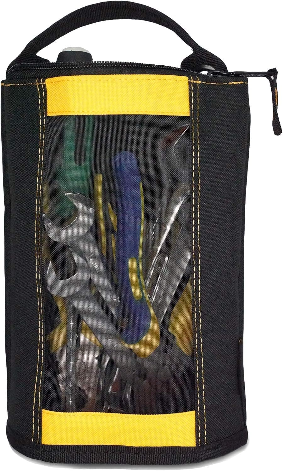 MELOTOUGH Canvas Zipper Tool Pouch Zipper Bag -Fastener bag with Mesh Window and Hanging Grommets(Yellow)