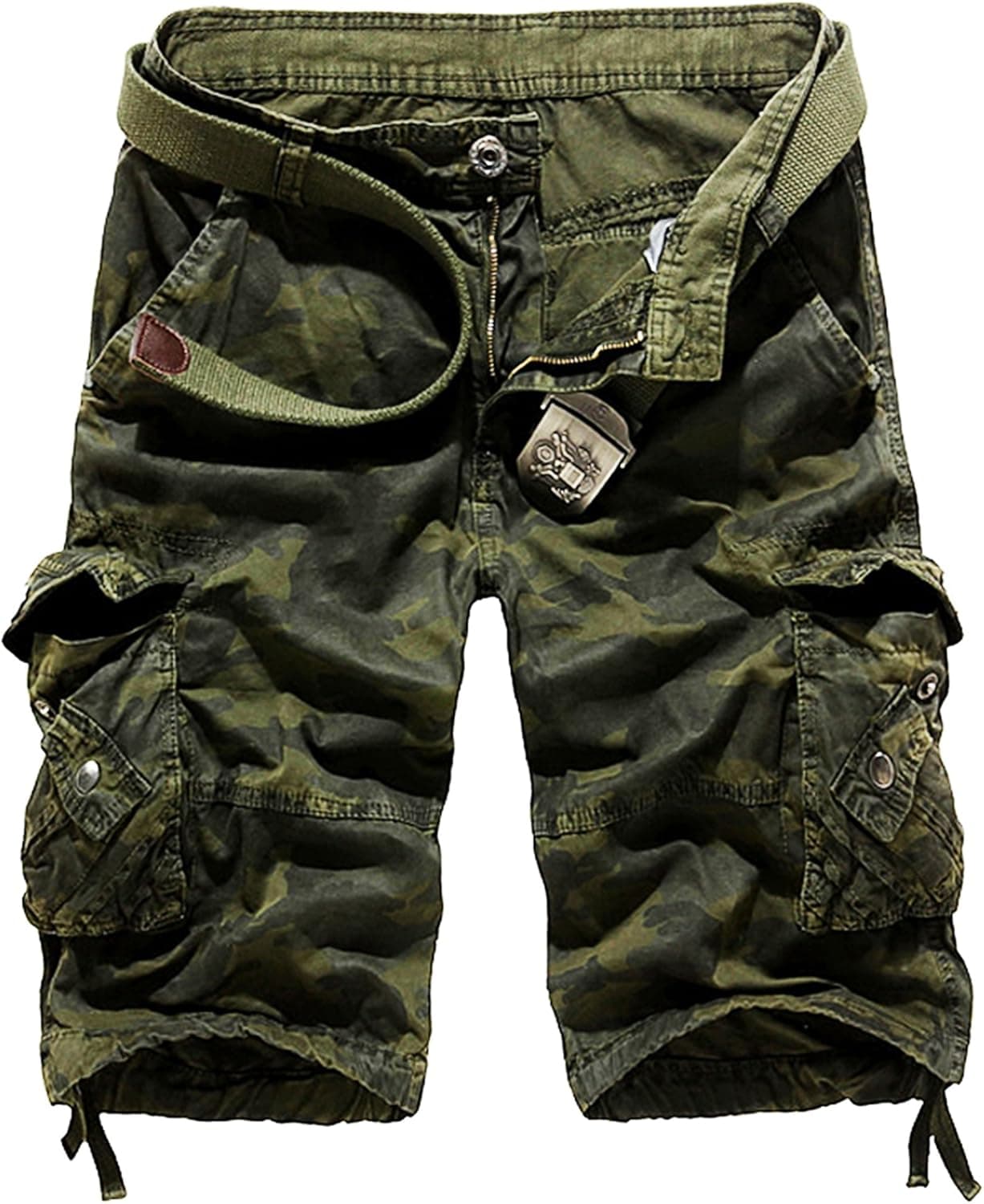 HODZAIW Mens Camo Cargo Shorts Cotton Loose Fit Outdoor Cargo Shorts Lightweight