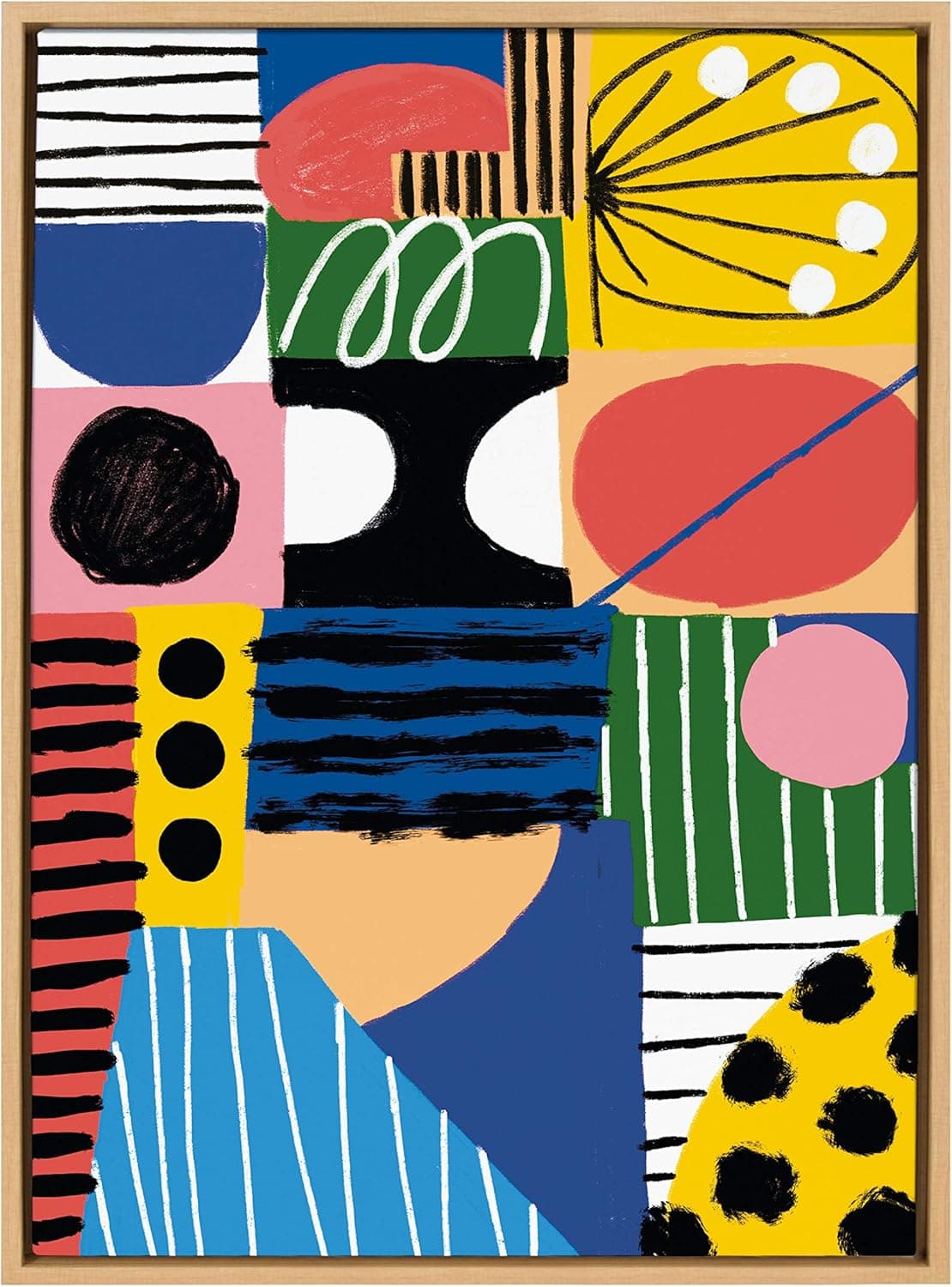 Kate and Laurel Sylvie Abstract Collage 2 Framed Canvas Wall Art by Marcello Velho, 23x33 Natural, Abstract Wall Decor