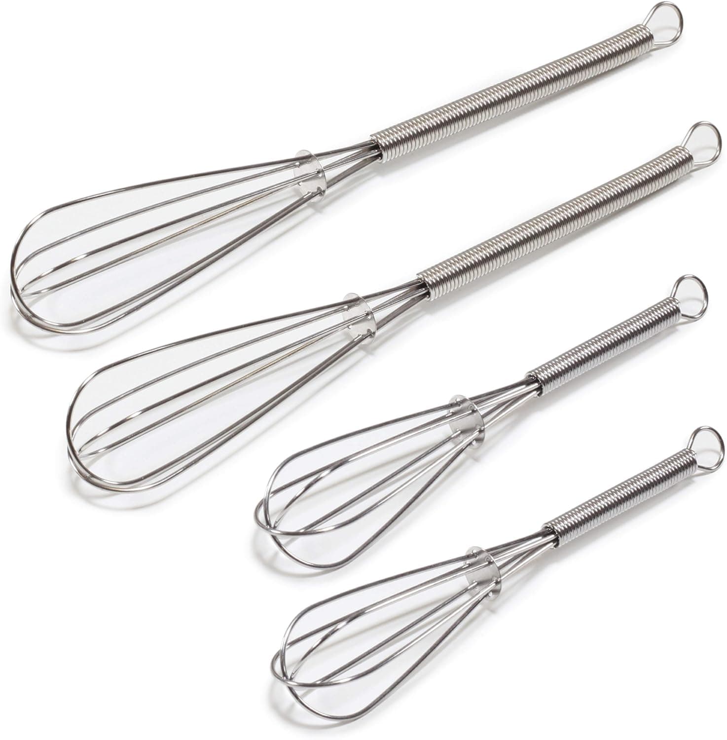 BATEMEN 4 Mini Whisk Combo Set - Two 5 Inch + Two 7 Inch | Stainless Steel Means Easy Maintenance and Cleaning | Small Sizes Make for Easier Whisking Action | by Kitchen Delight | Sizes: 5?+5?+7?+7?
