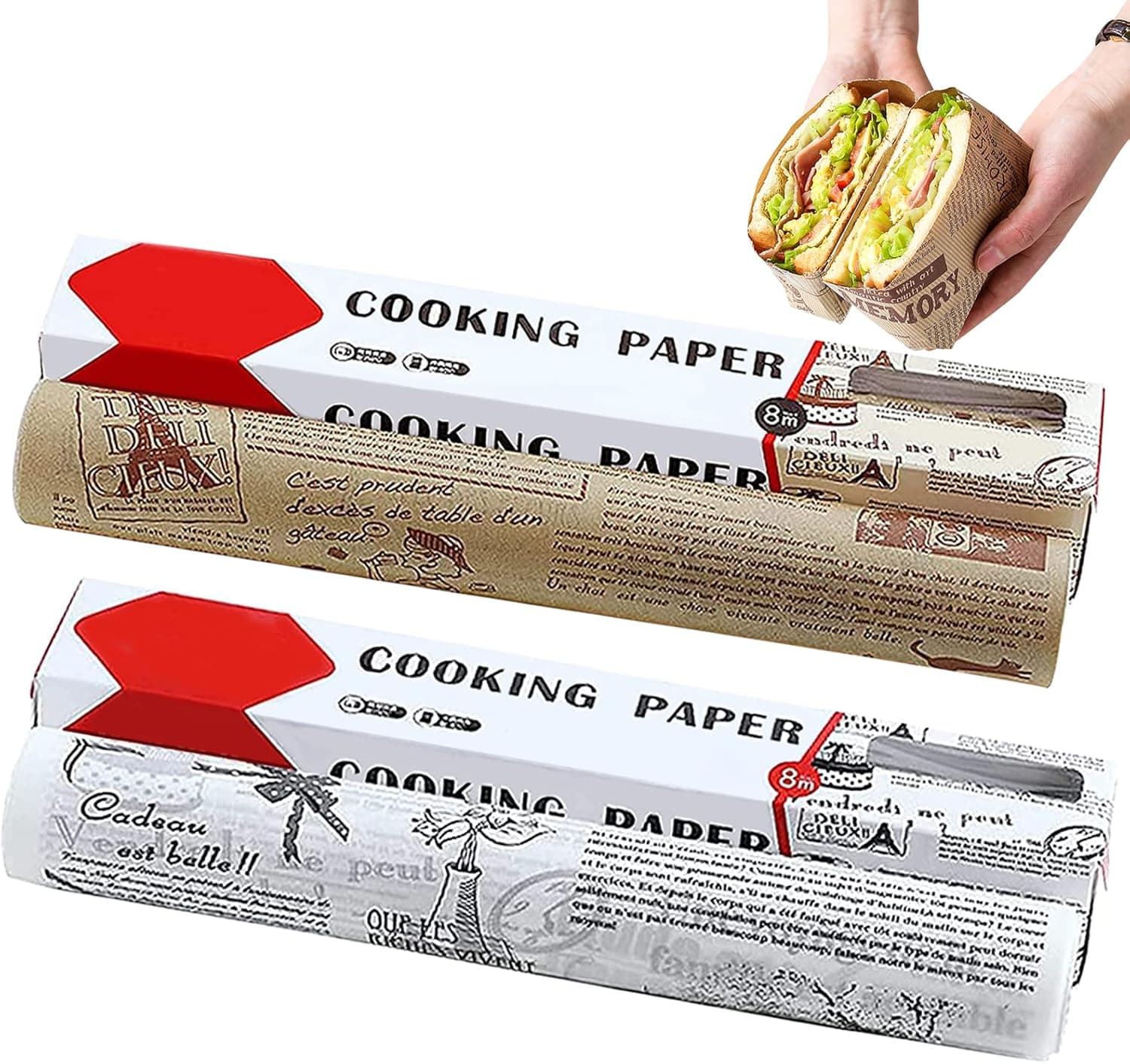 HHY Parchment Paper Roll for Baking, 2 Rolls High Temperature Resistant, Waterproof and Greaseproof Baking Paper, 12 in X 315 in Air Fryer Parchment Paper Non-Stick Parchment Paper Roll