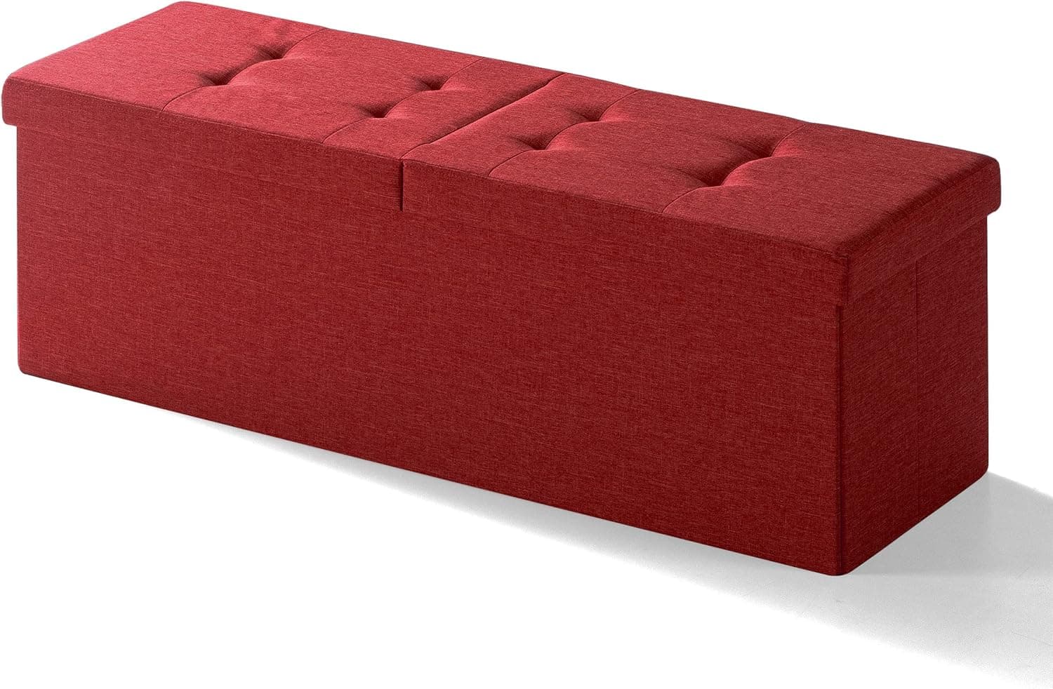 Otto & Ben 45" Storage Ottoman with SMART LIFT Top, Upholstered Tufted Bench, Foot Rest, Ruby Red