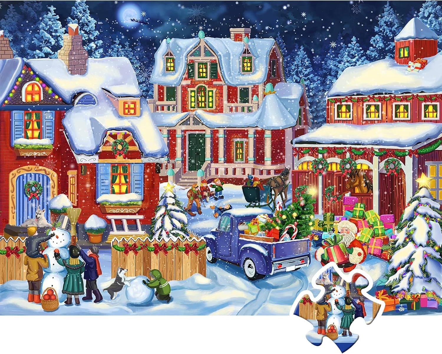 HXMARS Christmas Jigsaw Puzzles 500-Pieces: The Moment of Christmas, Christmas Puzzle for Adults Kids, Winter Holiday Jigsaw Puzzle - Unique Cut Pieces