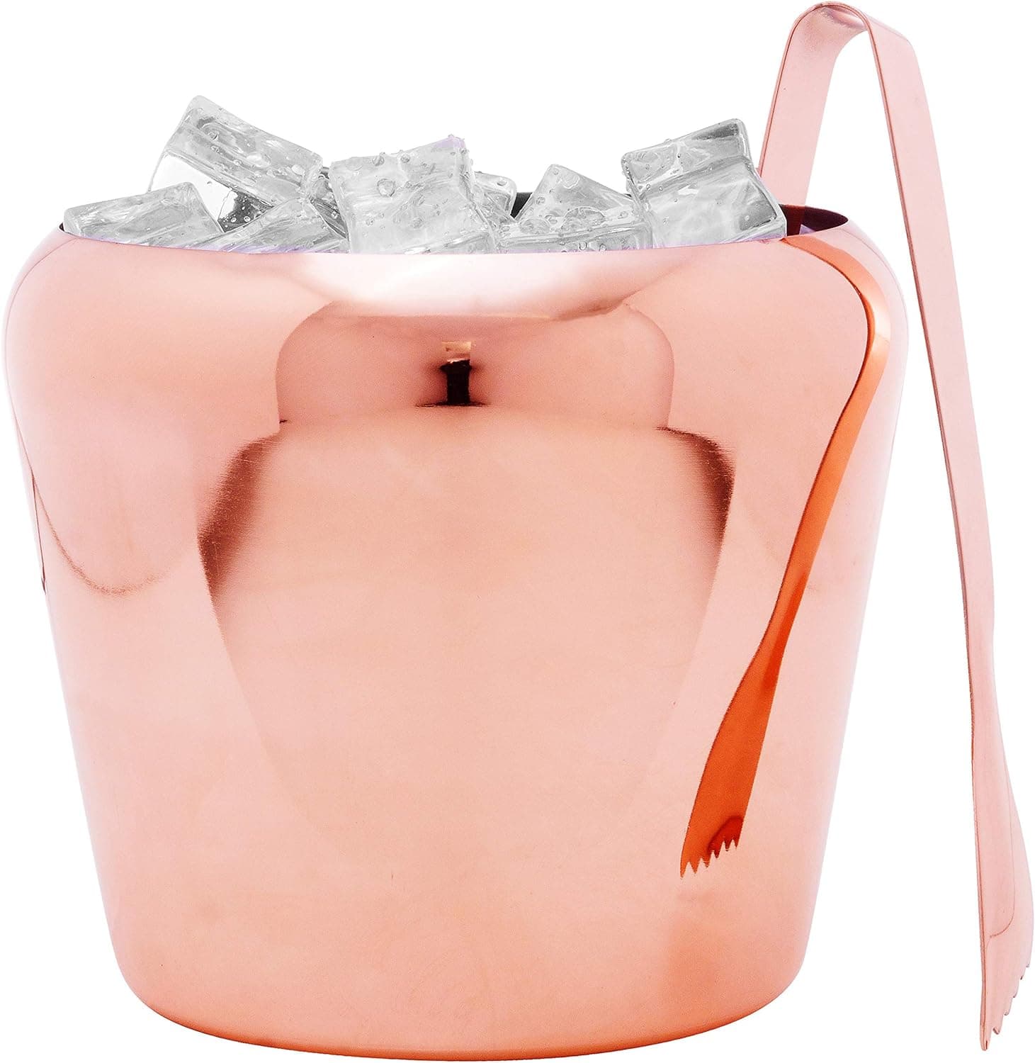 Rose Gold Copper Plated 3-Quart Ice Bucket with Bonus Ice Tongs