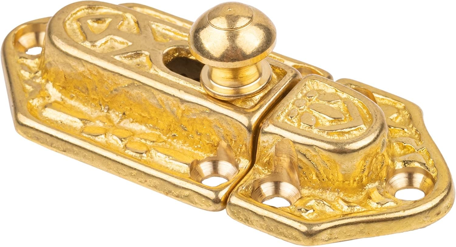 Fancy Cast Brass Cabinet Door Latch | Victorian Antique Furniture Reproduction Hardware | UA-131-LPB