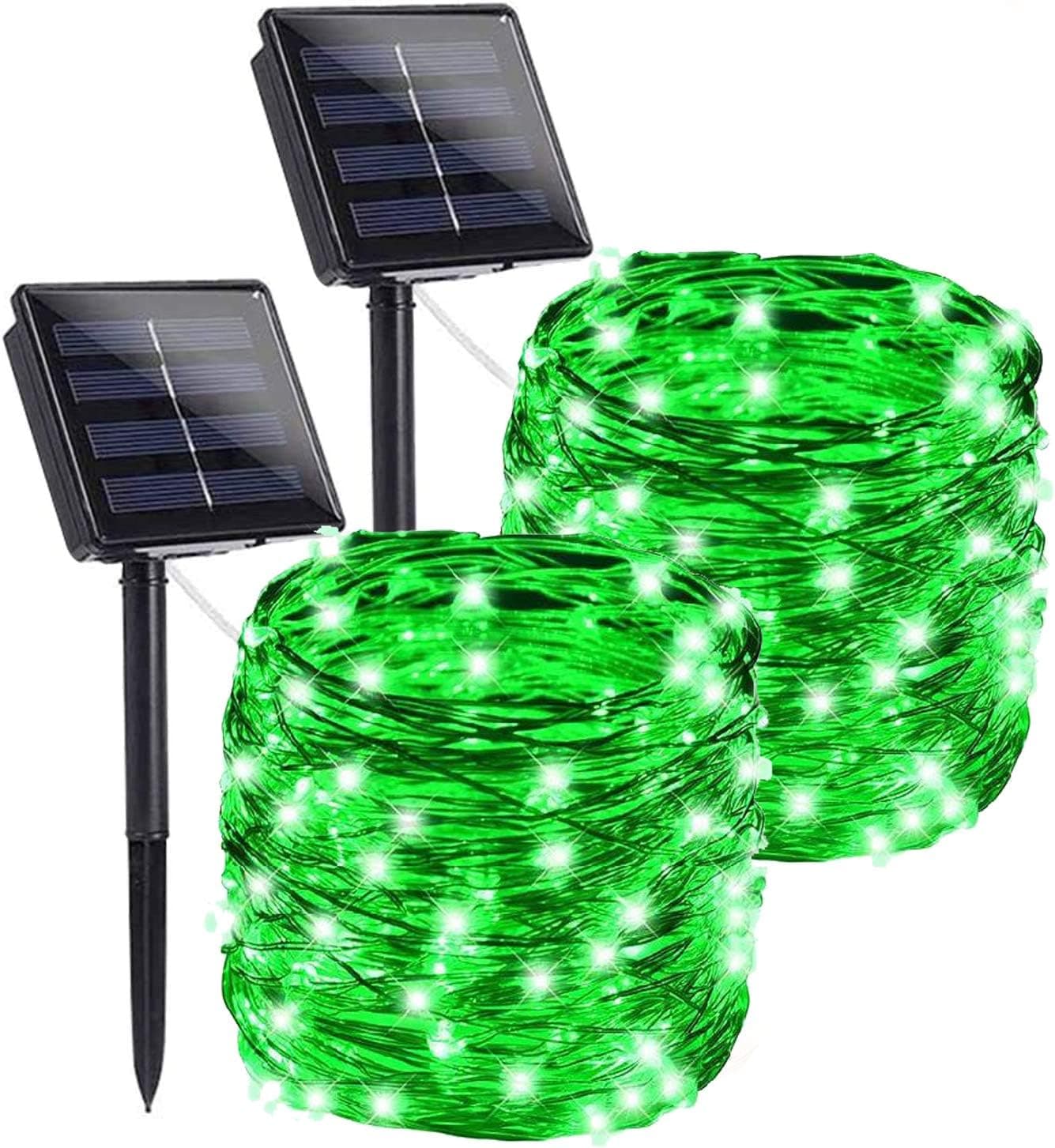 YUESUO Solar String Lights(2 Pack), 400 LED Total&132 Ft Ultra Long 8 Modes Waterproof Solar Fairy Lights, Outdoor String Lights Decorations for Gardens,Yard,Party, Christmas,Wedding(Green)