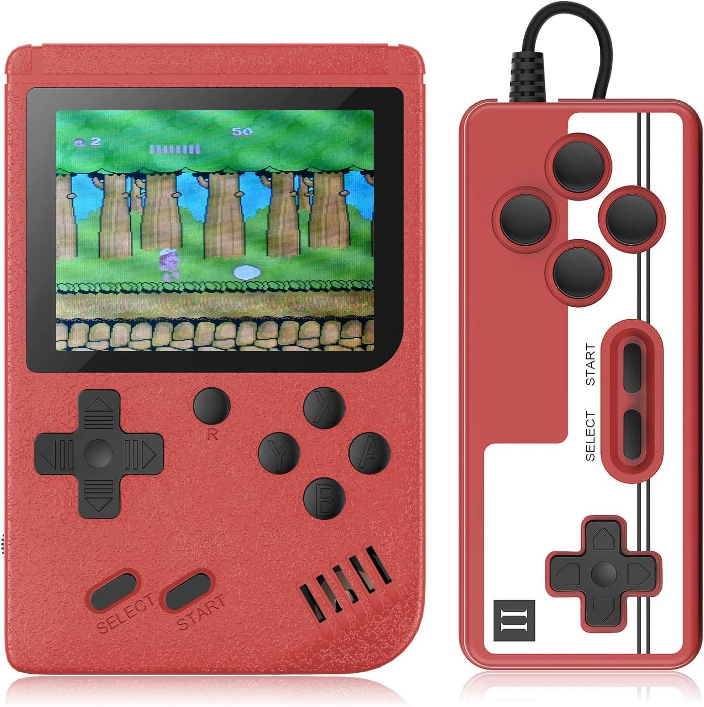 Getue Handheld Game Console Retro Mini FC with 500 Classical Portable Game Big Screen Support on TV and Two Players- 90s/Exercise Intelligence for Kids and Adult Birthdays Gift(Red)(red)