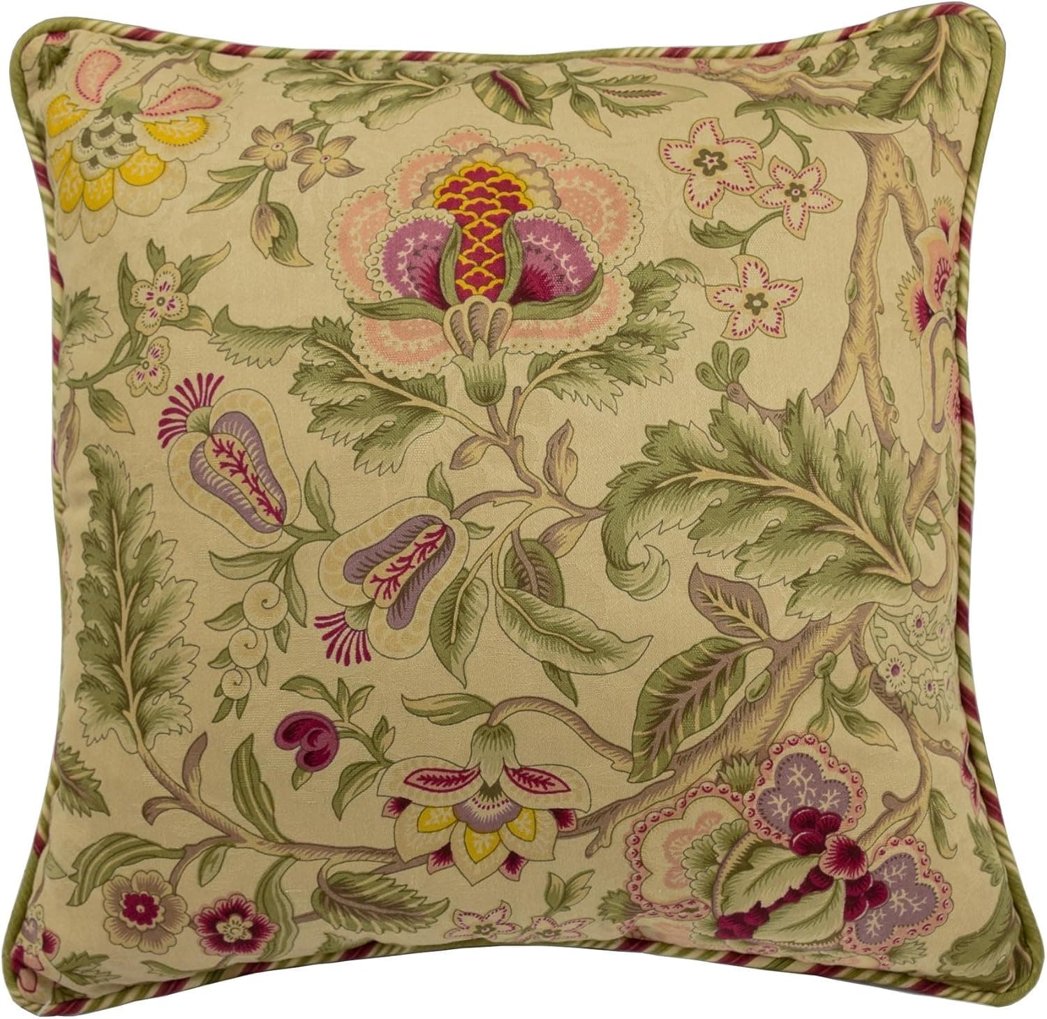 WAVERLY Imperial Dress Modern Floral Square Decorative Throw Pillow, 18" x 18", Antique