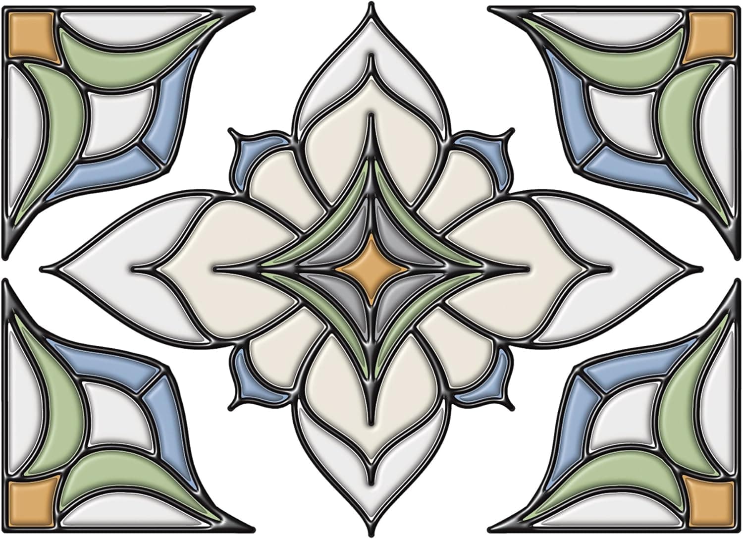Brewster 93809 Brewster Alden Stained Glass Applique, 10.5-Inch by 7.5-Inch, Blue