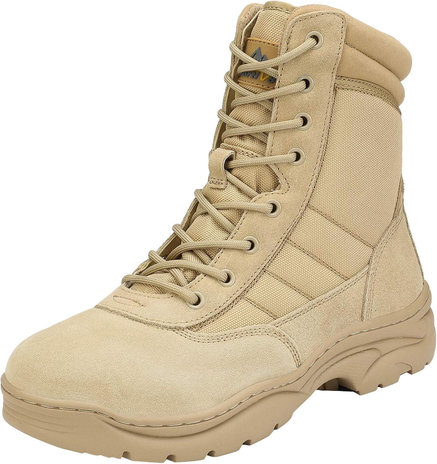 NORTIV 8 Men's Military Tactical Work Boots Side Zipper Leather Motorcycle Combat Boots (6-8 Inches)