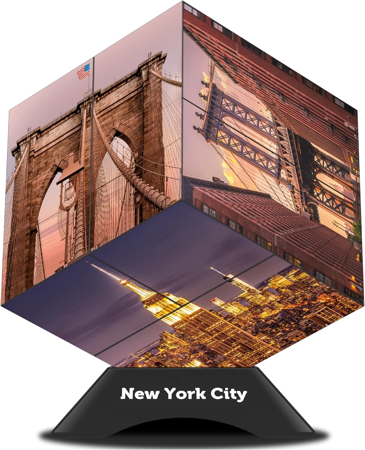 aGiftcube New York City Gift – Folding Infinity Cube for NYC Souvenirs – Smart Fidget Cube with 10 New York Photos, Holder and Stickers – New York Souvenir Infinite Cube for Home Décor