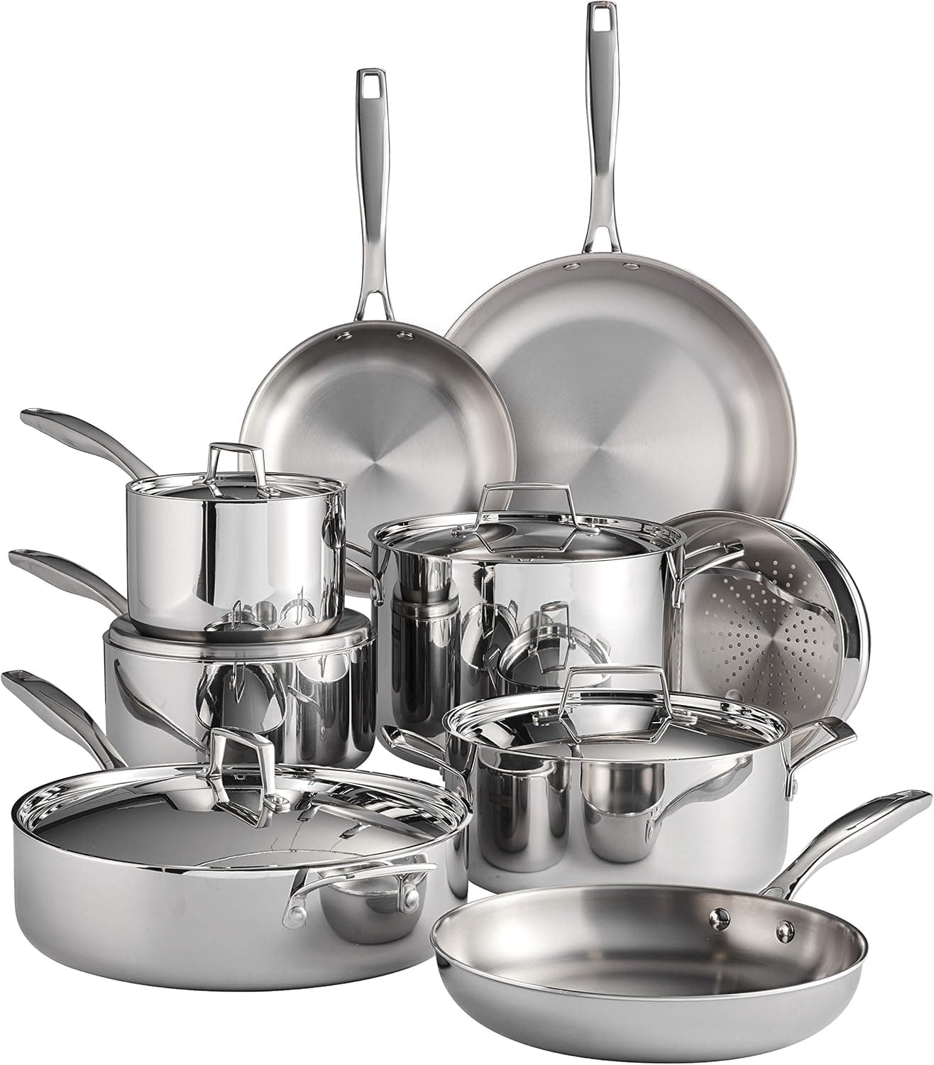 Tramontina Cookware Set Tri-Ply Clad Stainless Steel 14-Piece 80116/045DS