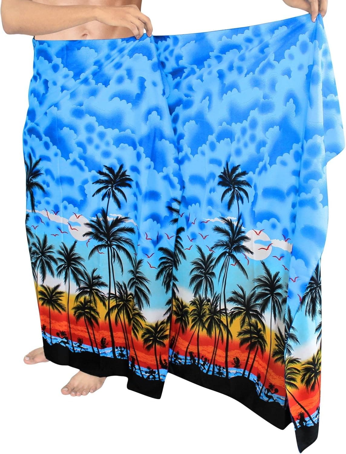 LA LEELA Men's Christmas Swim Trunk Swimsuits Sarong Pareo Wrap