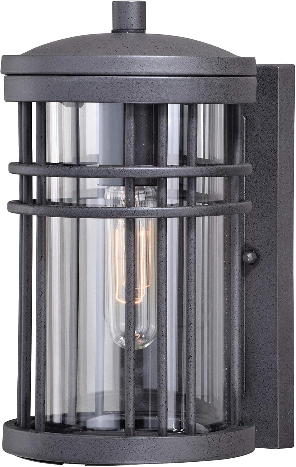 VAXCEL Wrightwood 1 Light Dusk to Dawn Black Outdoor Wall Lantern Clear Glass