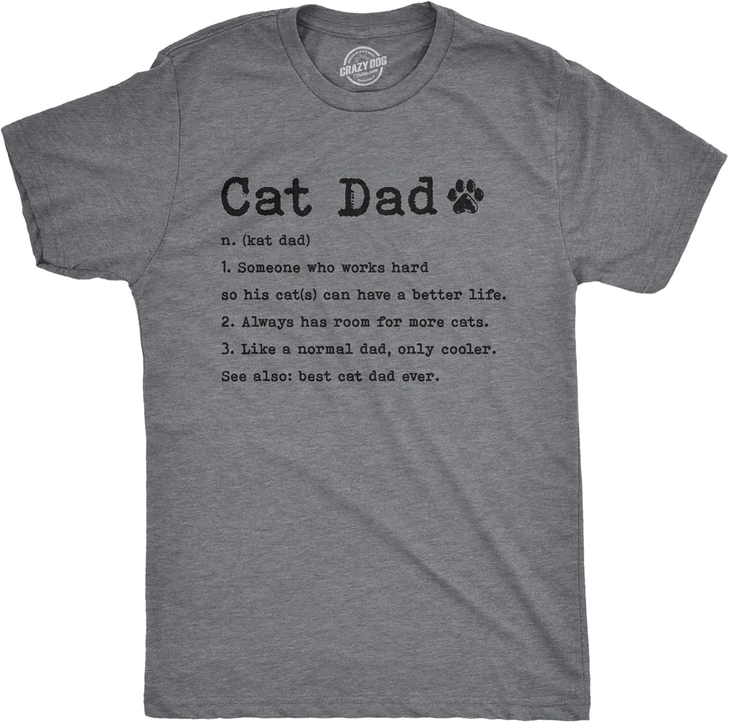 Mens Cat Dad Definition Tshirt Funny Father's Day Pet Kitty Animal Lover Graphic Tee