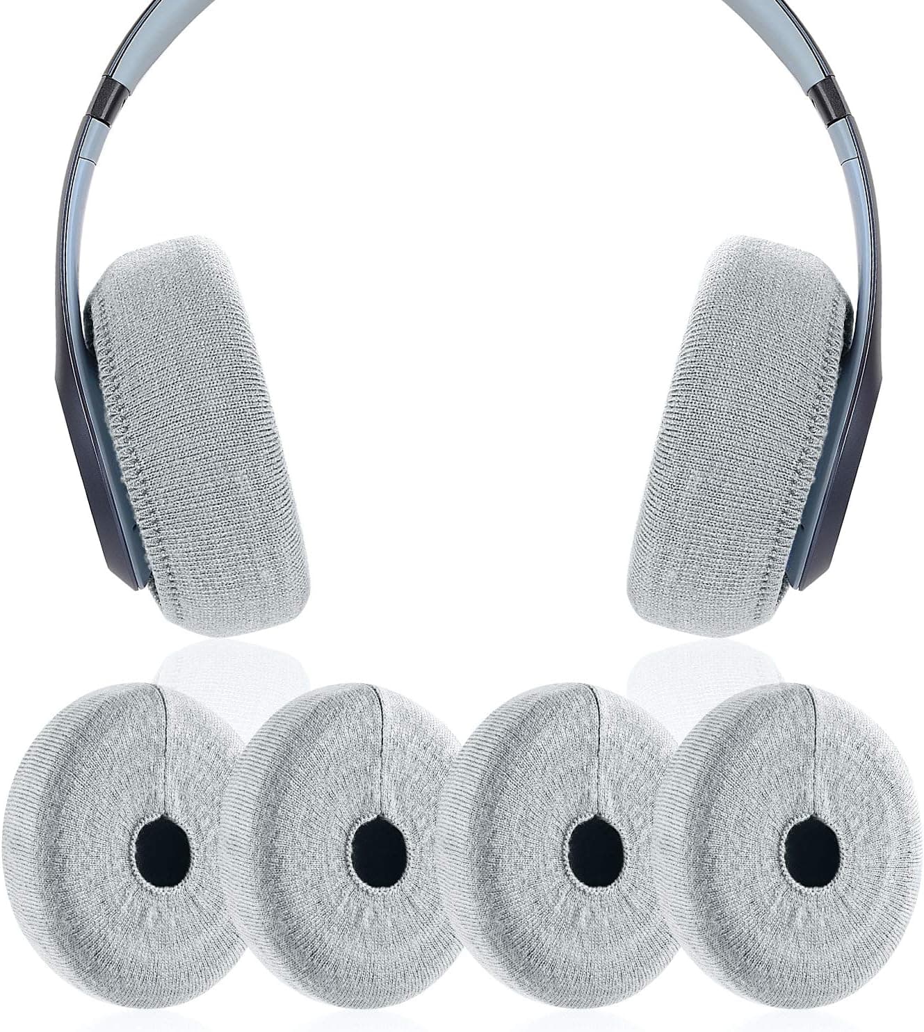JARMOR Earpads Sweater Cover Protectors with Stretchable Knit Fabric for Beats Studio 3 / 2 Wireless/Wired Bose QC35 25 15 Headphones and Other Headsets with 3-4 Inch Ear Cushions [ 2 Pairs ] (Grey)