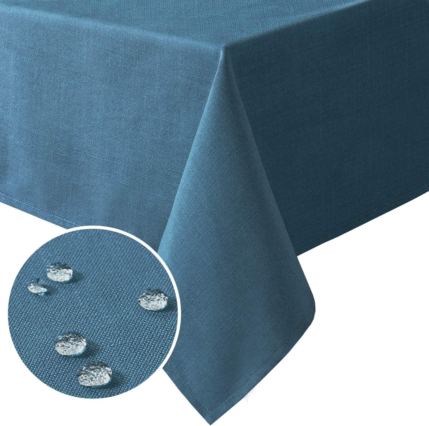 Linen Textured Table Cloths Rectangle 54 x 70 Inch Premium Solid Tablecloth Spill-Proof Waterproof Table Cover for Dining Buffet Feature Extra Soft and Thick Fabric Wrinkle Free, Ink Blue