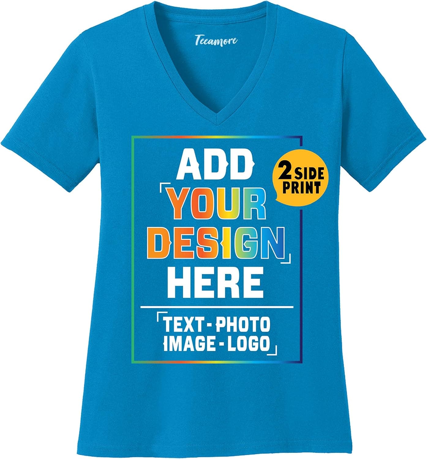 Women Custom V Neck T Shirts Design Your Own Add Picture Photo Text Two Sided