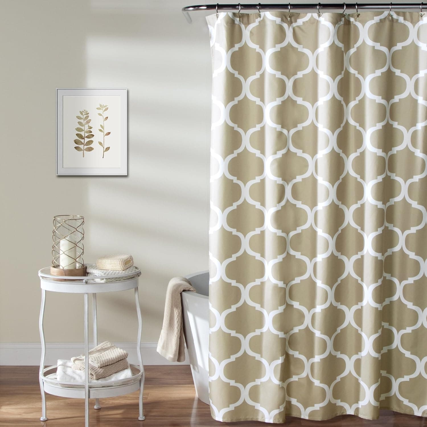 Lush Decor Geo Shower Curtain, 72 Inches X 72 Inches, Taupe