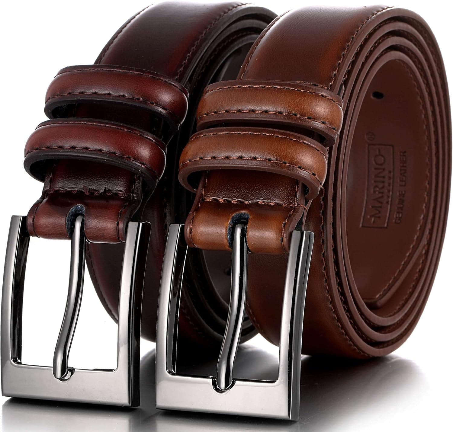 Marino’s Men Genuine Leather Dress Belt with Single Prong Buckle