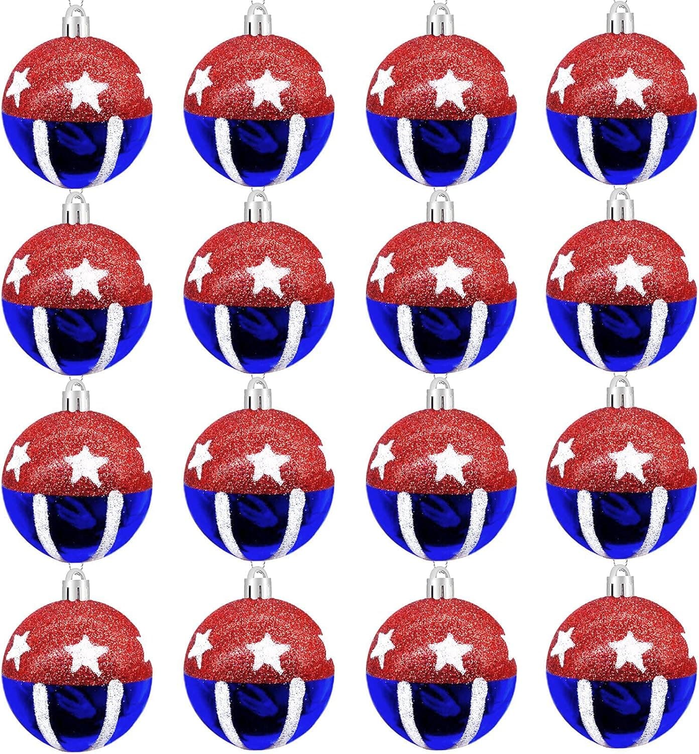 Deloky 16 PCS Independence Day Ornament Ball-2.3 Inches 4th of July Patriotic Hanging Ball Ornaments for Independence Day Wreath Ornaments and Christmas Party Decoration