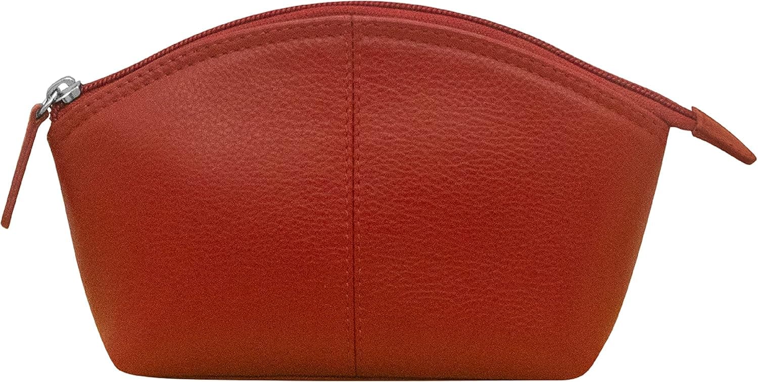 ili New York - Leather Cosmetic Makeup Case - Genuine Leather Cosmetic Clutch for Makeup Essentials w/Zipper Enclosures for Secure Protection