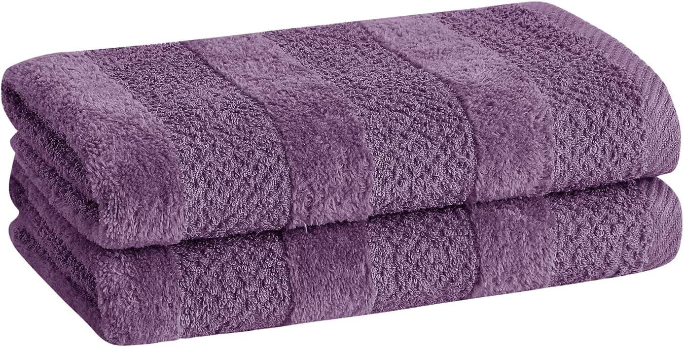 CANNON Shear Bliss Quick Dry 100% Cotton Hand Towels (16" L x 26" W), Slim Lightweight Design, Textured Dual Weave, Low Lint Absorbent (2 Pack, Plum)…