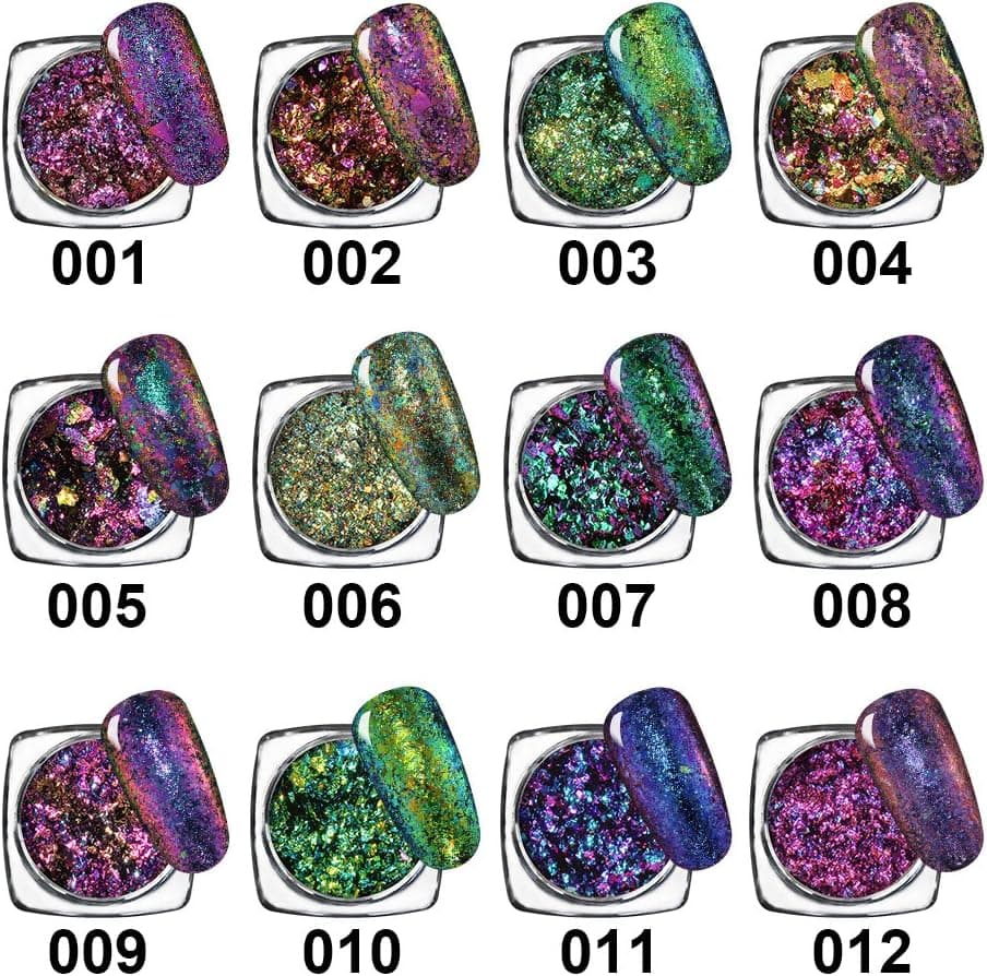 Elite99 Chameleon Color-Changing Nail Chrome Powder Nail Glitter Powder Manicure Pigment with Sponge Stick (009)