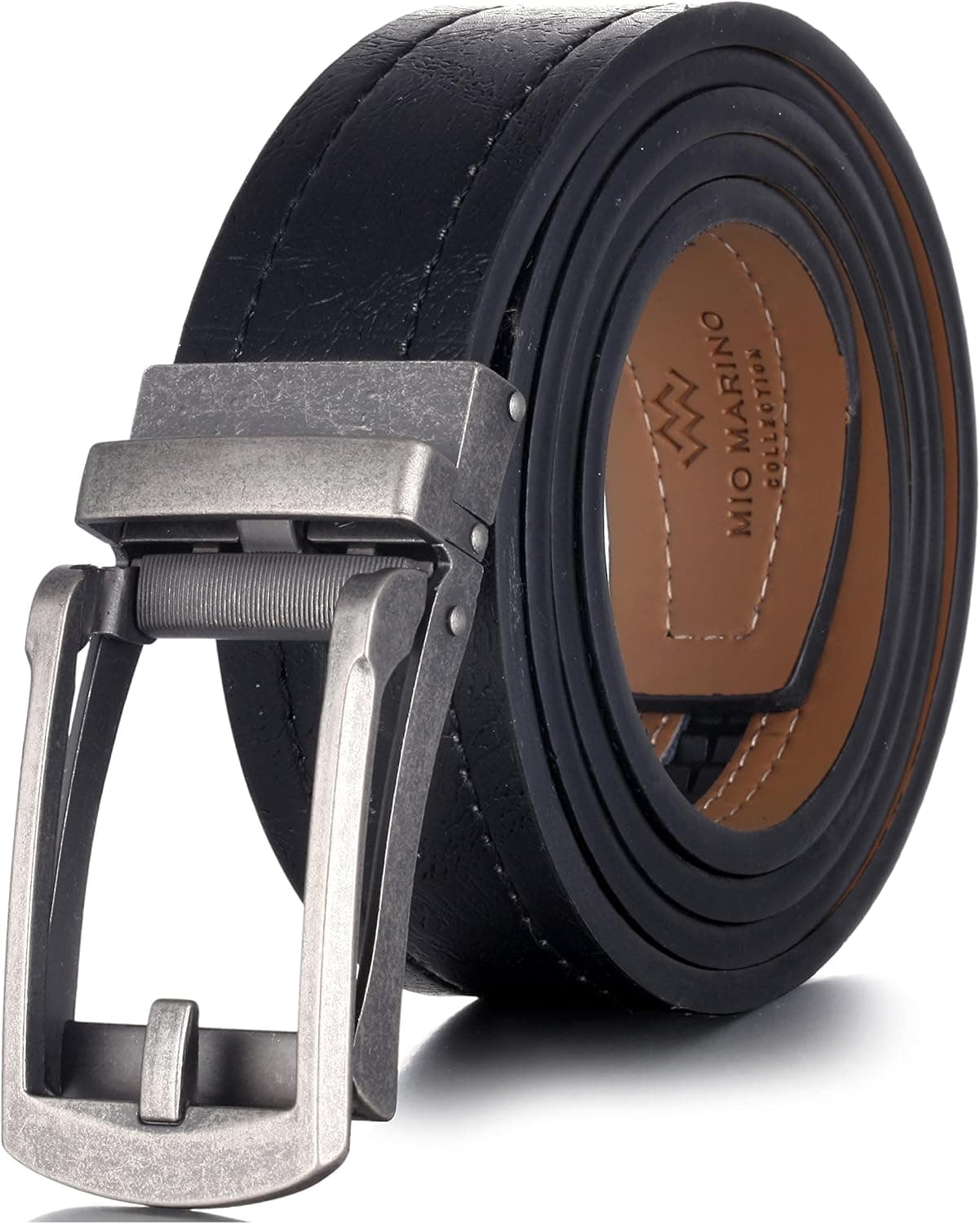 Marino Men's Comfort Click Ratchet Belt Casual Leather Belt for Men - Automatic Linxx Buckle, 1 3/8" Wide - Elegant Gift Box