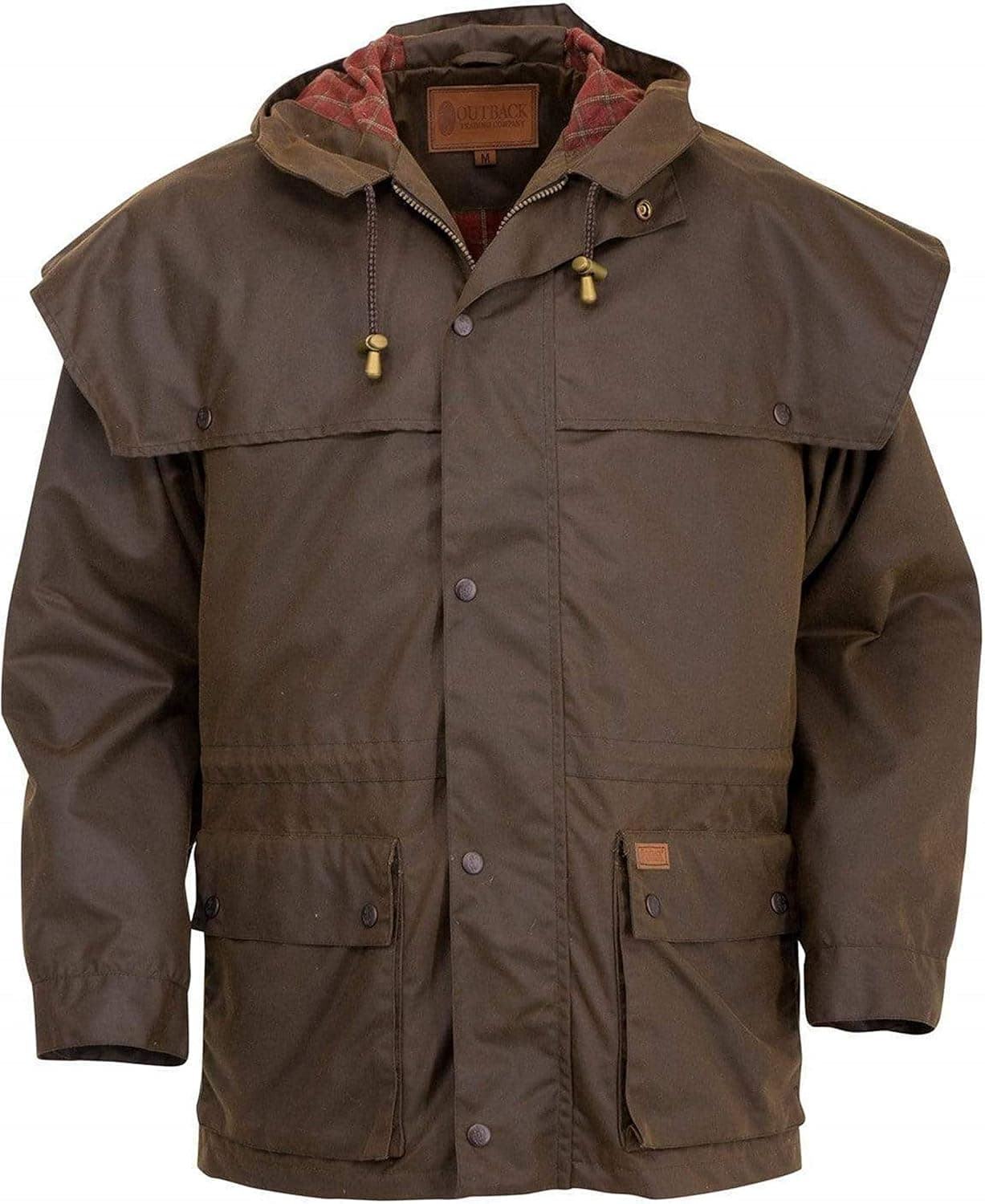 Outback Trading Men's Unisex 2100 Swagman Waterproof Breathable Cotton Oilskin Western Jacket with Adjustable Hood