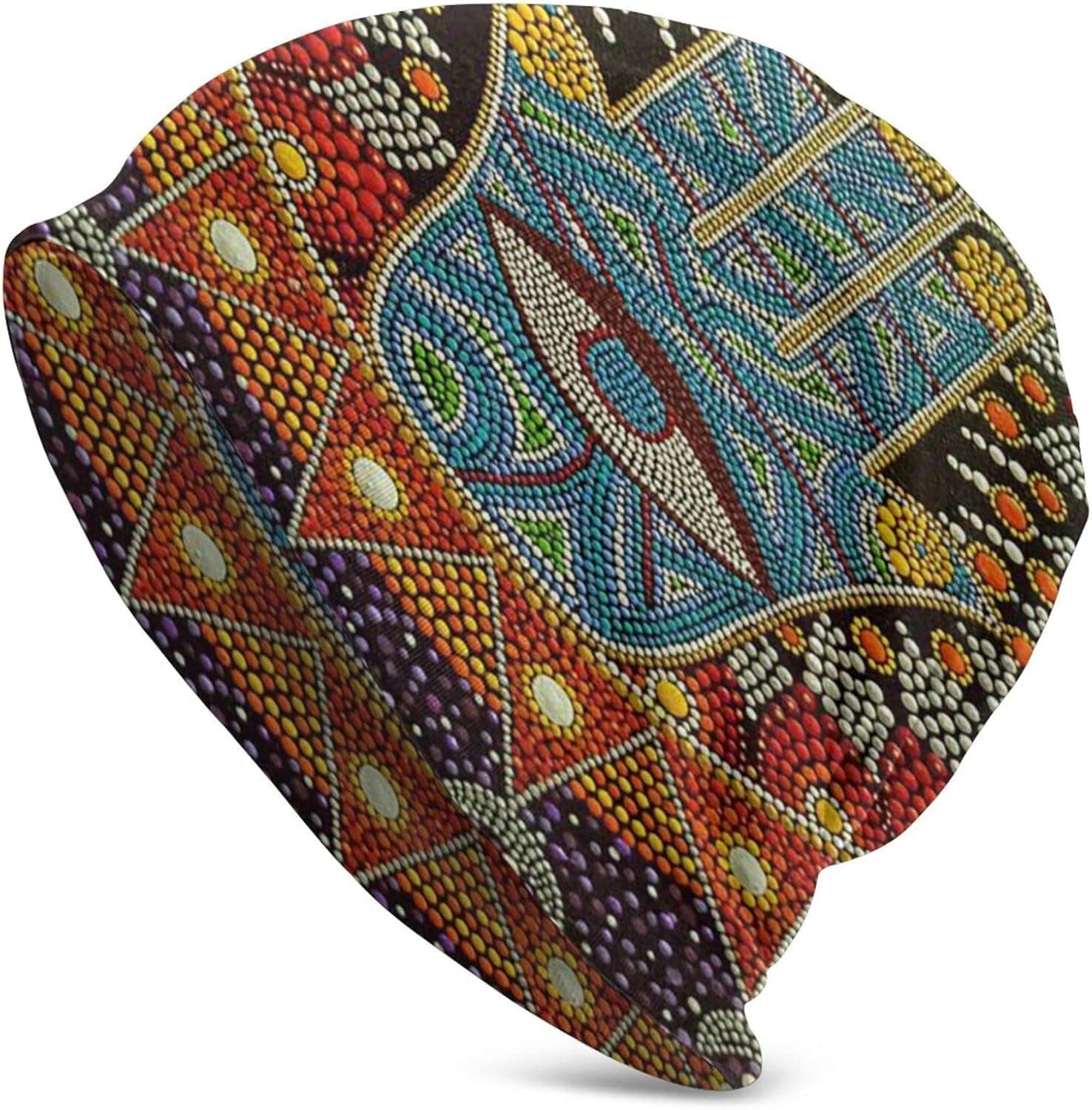 Unisex Beanie Caps Bohemian Evil Eye Hamsa Hand Moon Slouchy Cuff Skull Knit Hat Cap Winter Summer Warm Ski Hats