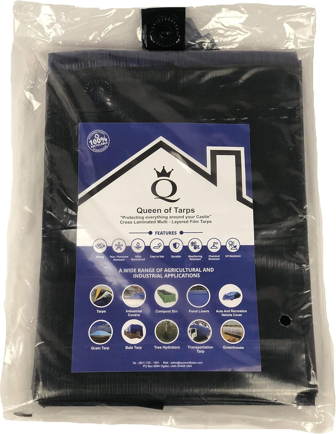 Queen of Tarps Blue (Blue/Green, 16x20 Heavy Duty)