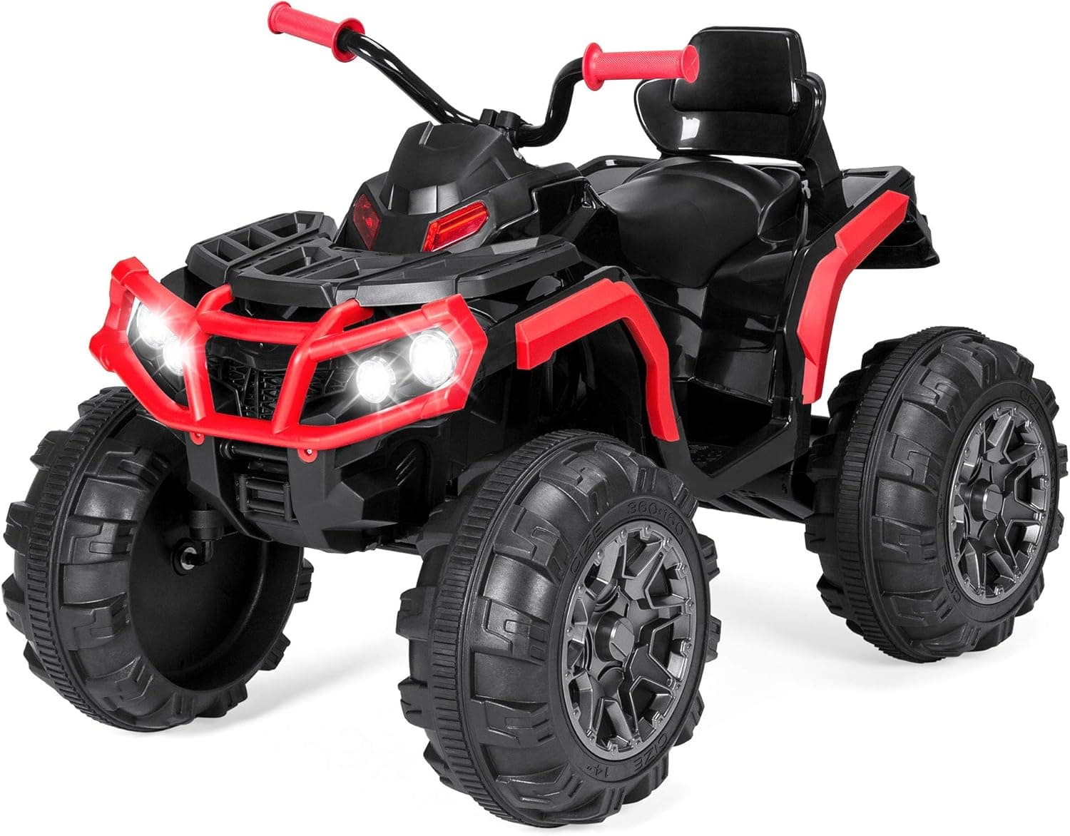 Best Choice Products 12V Kids 4-Wheeler ATV Quad Ride On Car Toy w/ 3.7mph Max Speed, Treaded Tires, LED Headlights, AUX Jack, Radio - Red