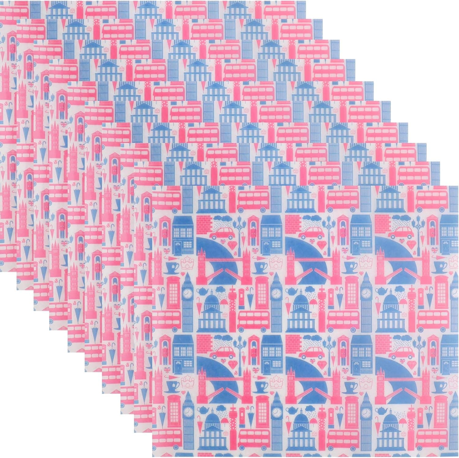 HaiMay 100 Sheets Beautiful Wax Paper Food Colored Candy Wax Baking Greaseproof Wrapping Paper, British Style