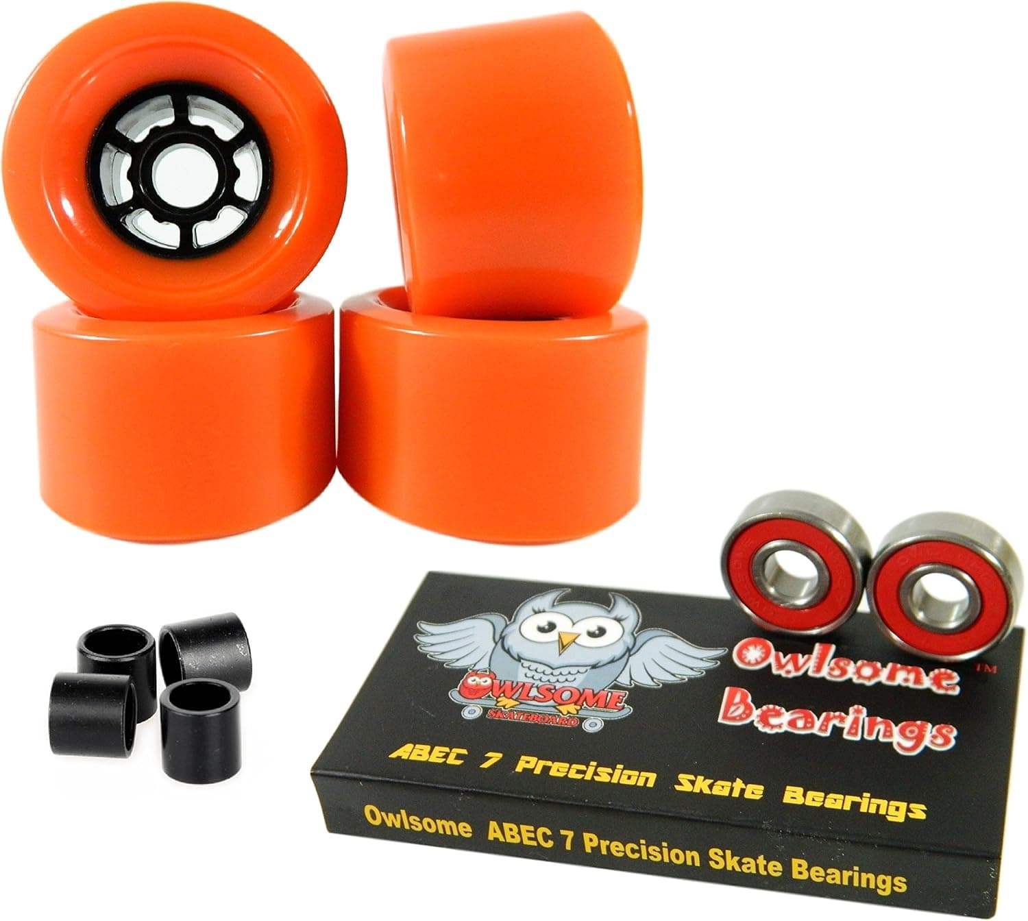 Owlsome 97mm Wheels Longboard Flywheels ABEC 7 Precision Bearings