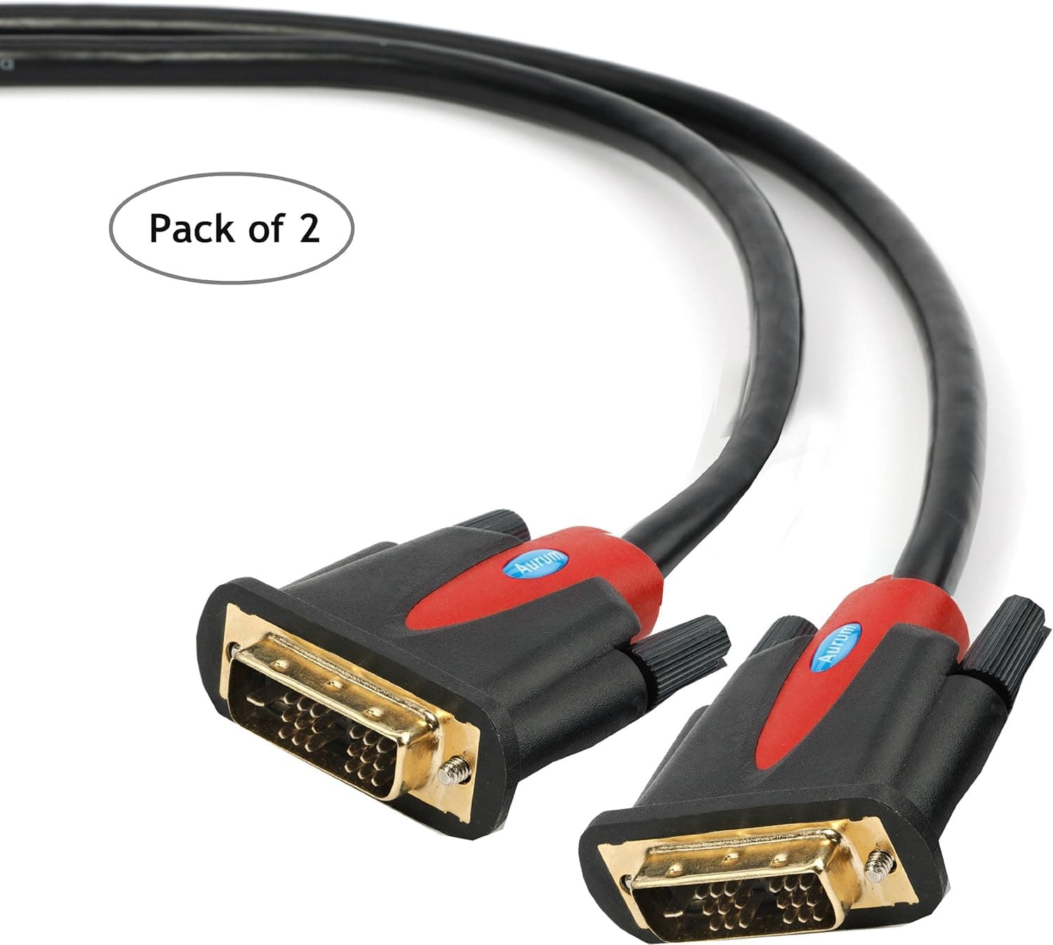 Aurum Cables Gold Plated DVI-D Male/Male Dual Link Digital Video Cable - 3 Feet - (2 Pack)
