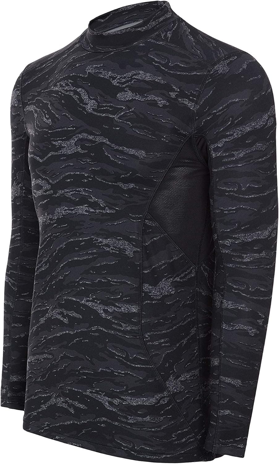 Men's Mock Neck Warm Long Sleeve Compression Top with Mesh Panel