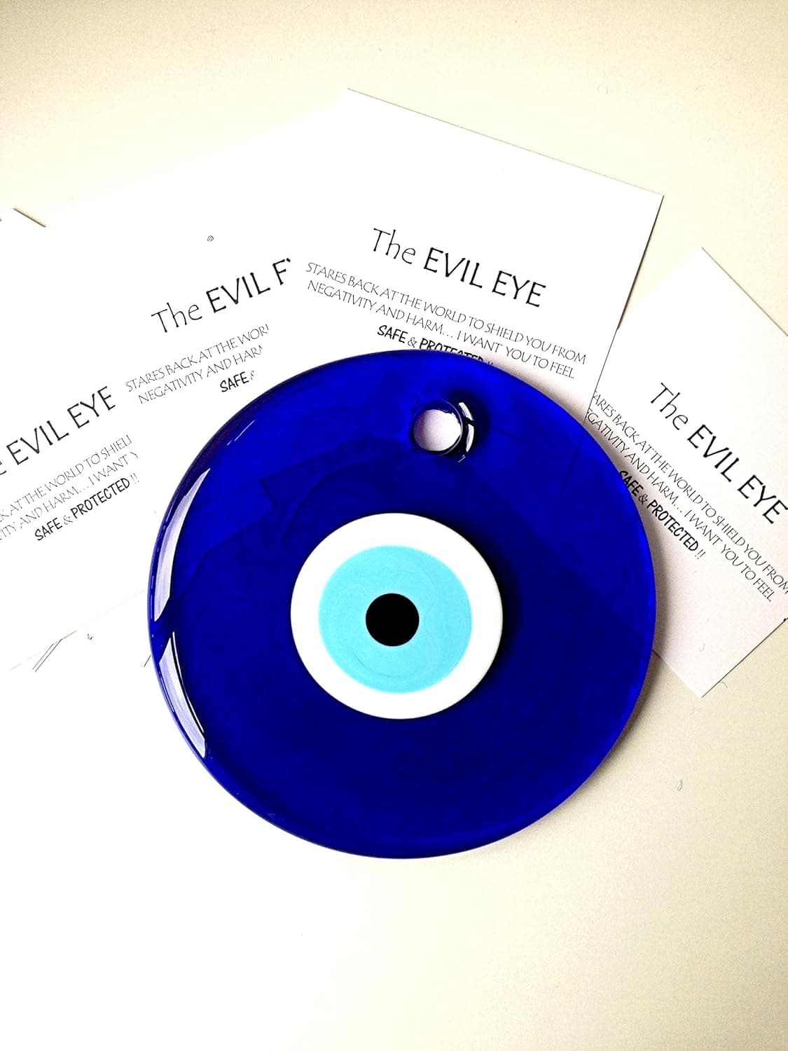 Blue glass greek turkish evil eye wall hanging 15 CM Amulet Pendant Charm Judaica